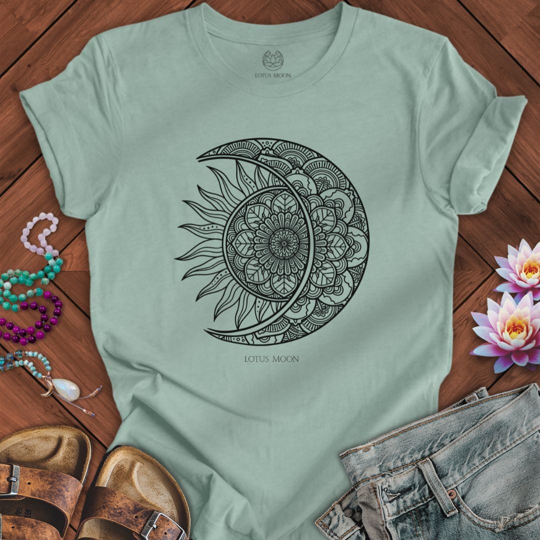 Sun And Moon Mandala Tee Dusty Blue