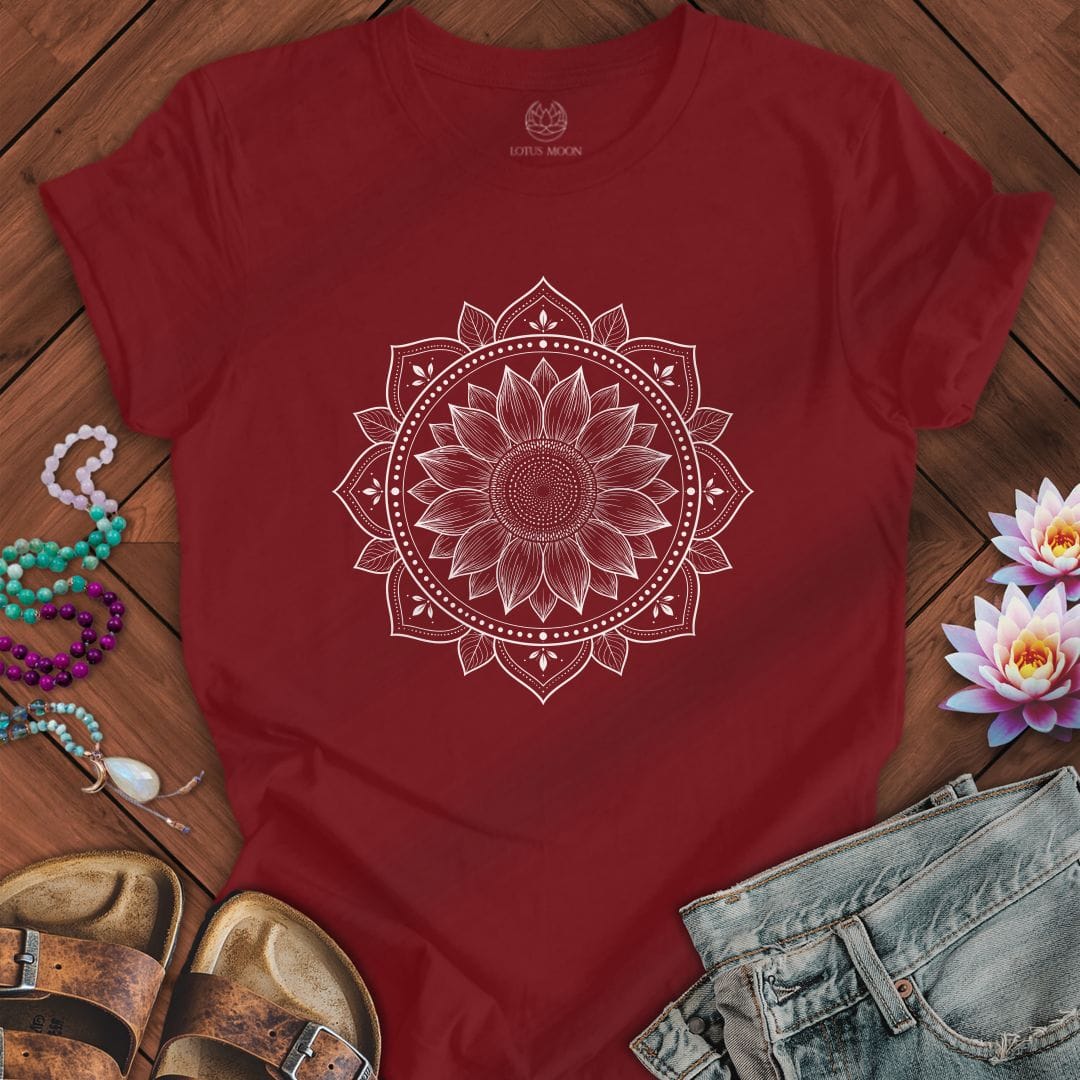 Printify T-Shirt Sunflower Mandala Tee Cardinal / S