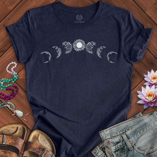Sunflower Moon Phases Tee Heather Midnight Navy