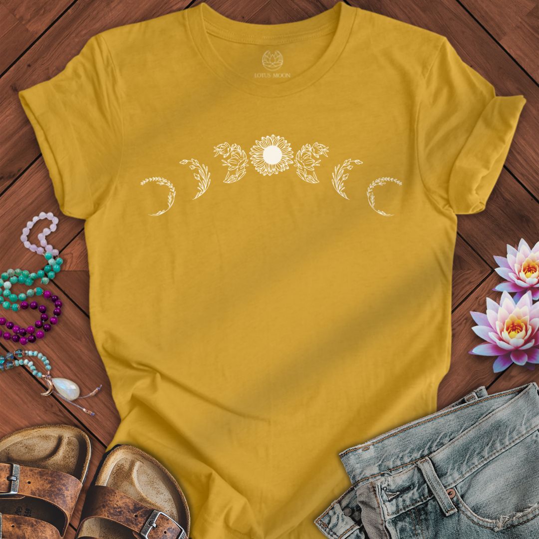 Sunflower Moon Phases Tee Heather Mustard
