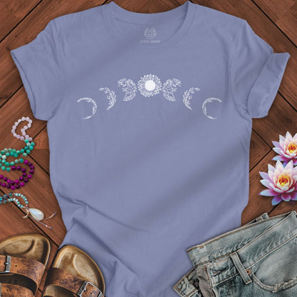 Sunflower Moon Phases Tee Lavender Blue