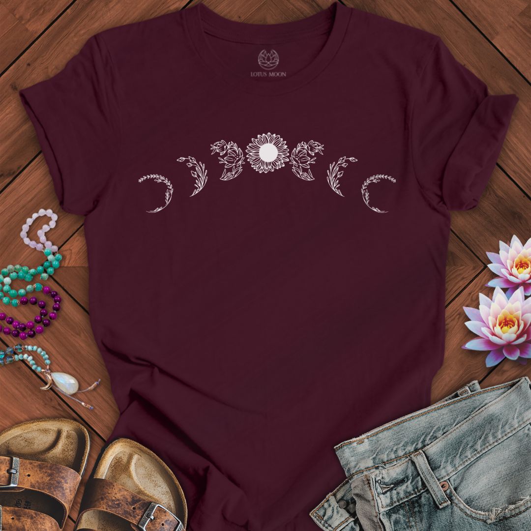 Sunflower Moon Phases Tee Maroon