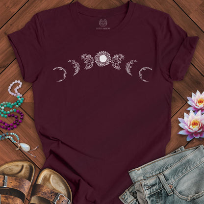 Sunflower Moon Phases Tee Maroon