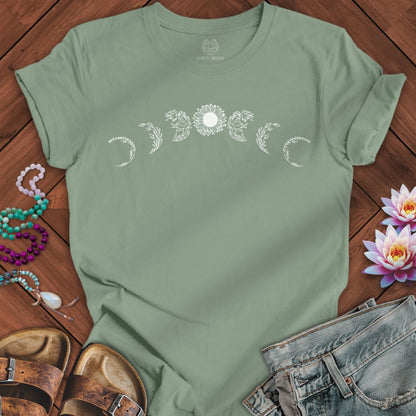 Sunflower Moon Phases Tee Sage
