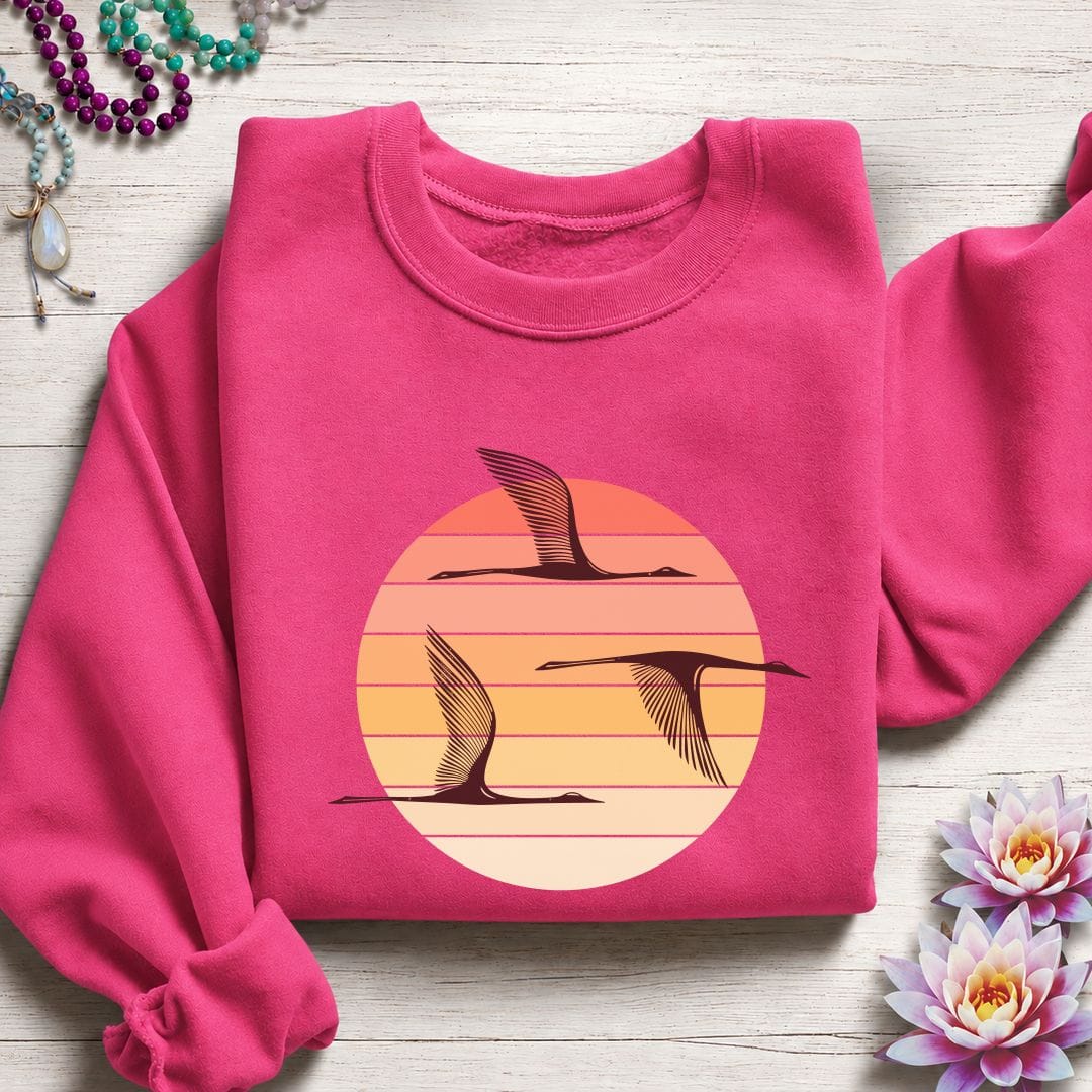 Sunset Herons Sweatshirt Heliconia