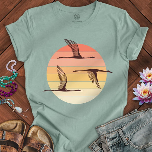 Sunset Herons Tee Dusty Blue