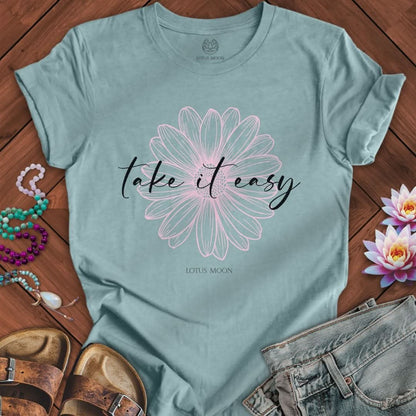 Take It Easy Tee Heather Blue Lagoon