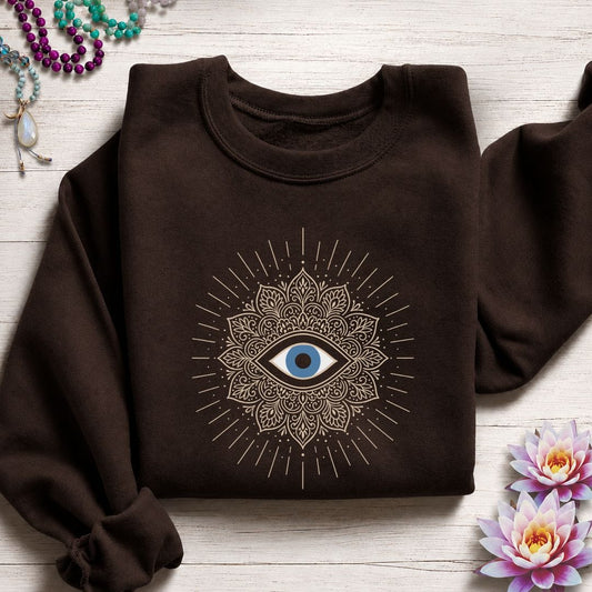 Third Eye Mandala Sweatshirt Dark Chocolate