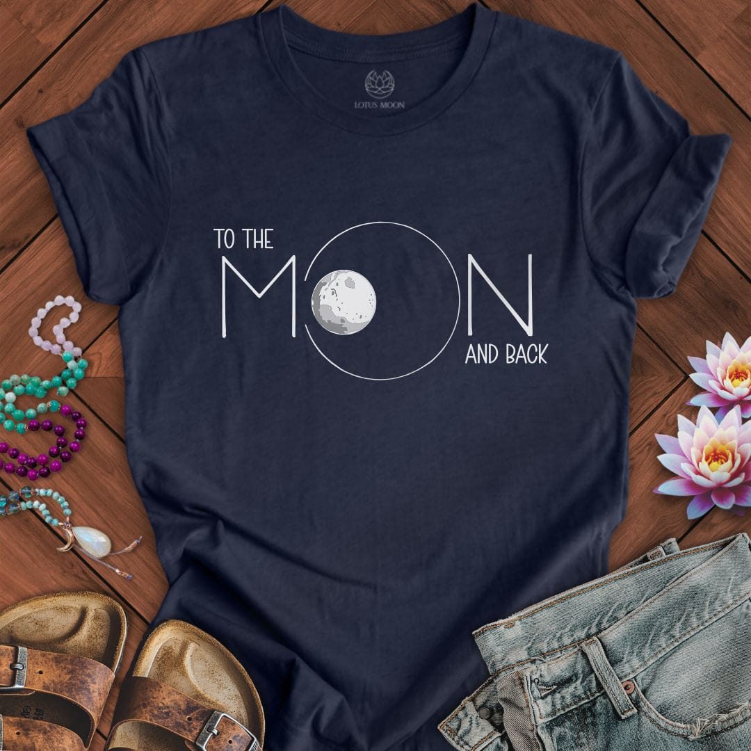 To the Moon Tee Heather Midnight Navy