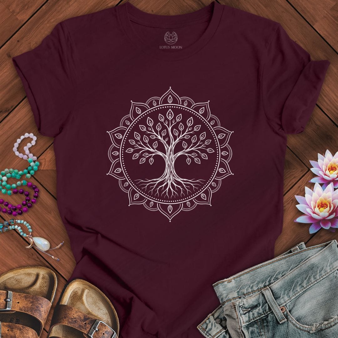 Tree Of Life Mandala Tee Maroon