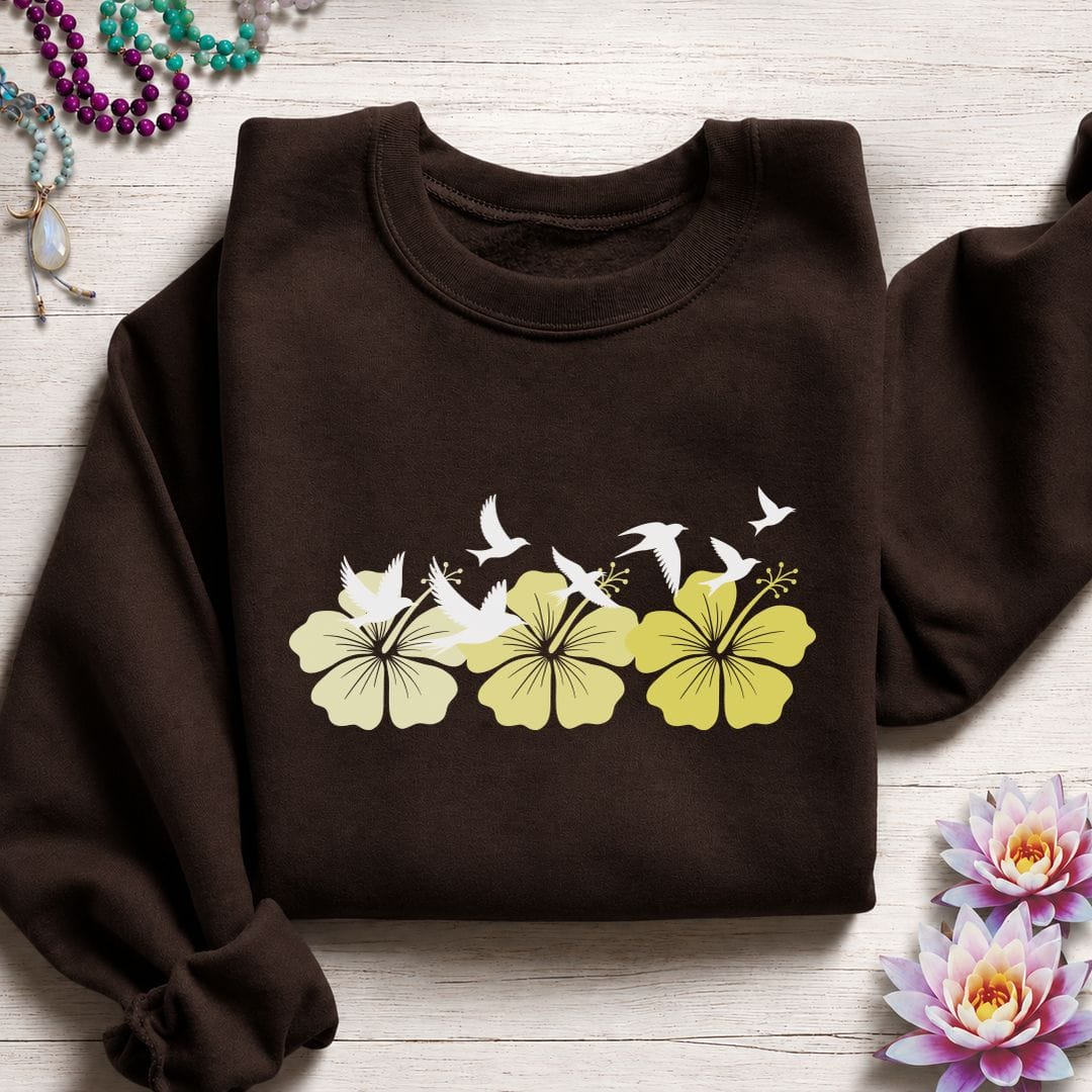 Printify Sweatshirt Tropical Flock Sweatshirt Dark Chocolate / S