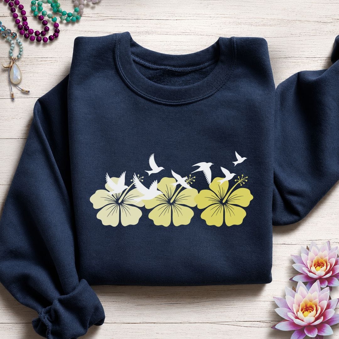 Printify Sweatshirt Tropical Flock Sweatshirt Navy / S