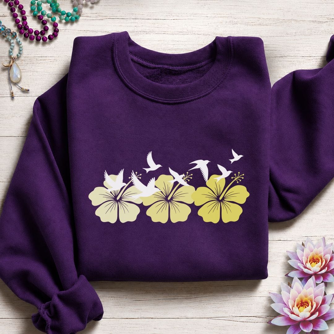 Printify Sweatshirt Tropical Flock Sweatshirt Purple / S
