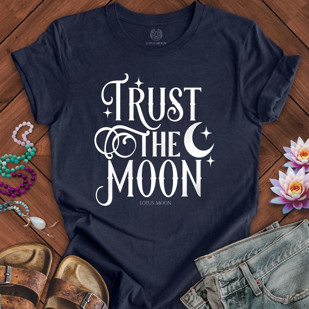 Trust the Moon Tee Heather Midnight Navy