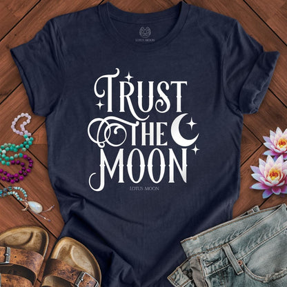 Trust the Moon Tee Heather Midnight Navy