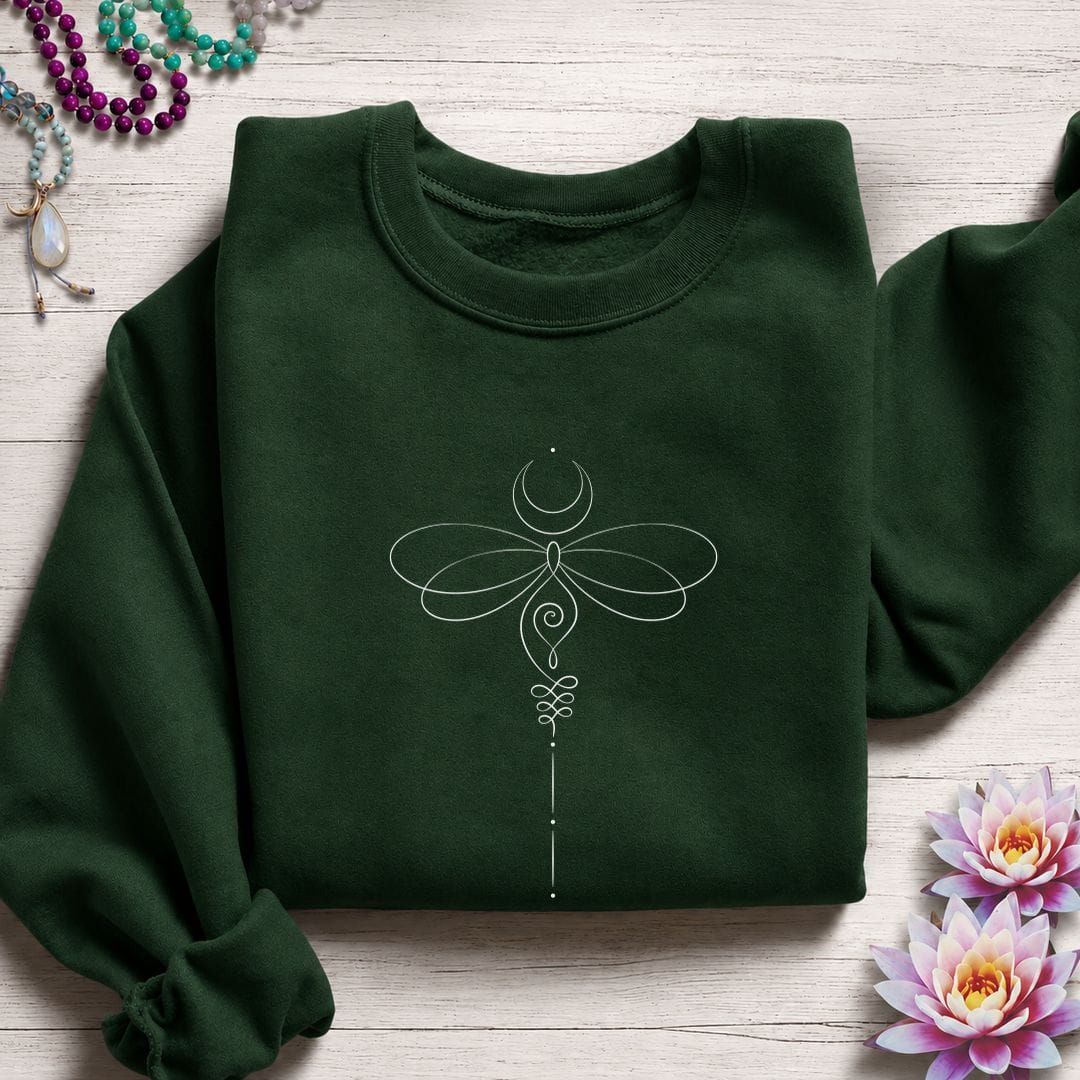 Unalome Dragonfly Sweatshirt Forest Green