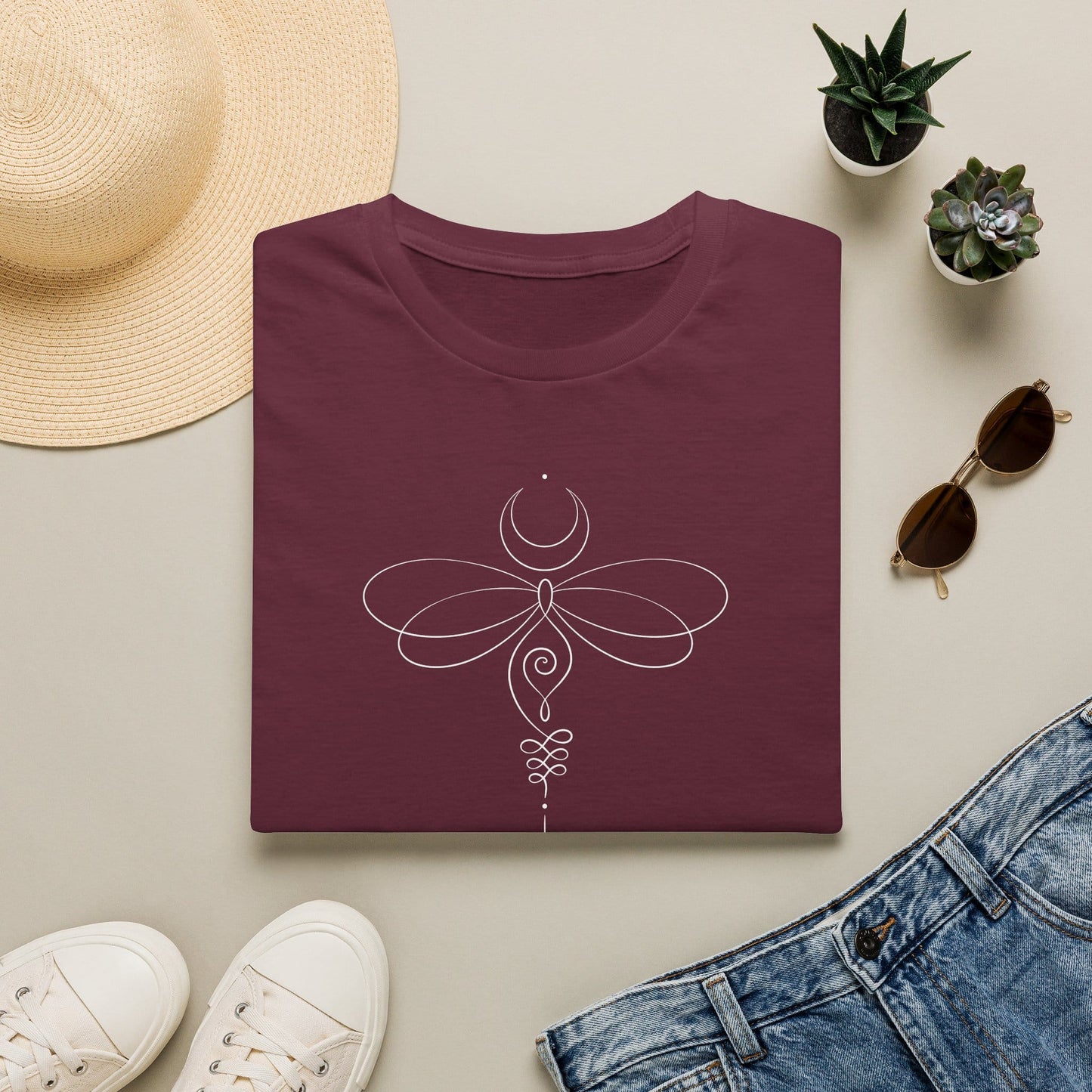 Unalome Dragonfly T-Shirt Maroon