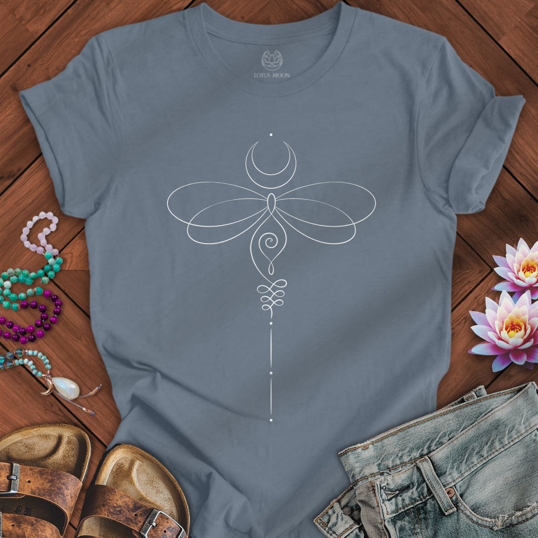 Printify T-Shirt Unalome Dragonfly Tee Steel Blue / S