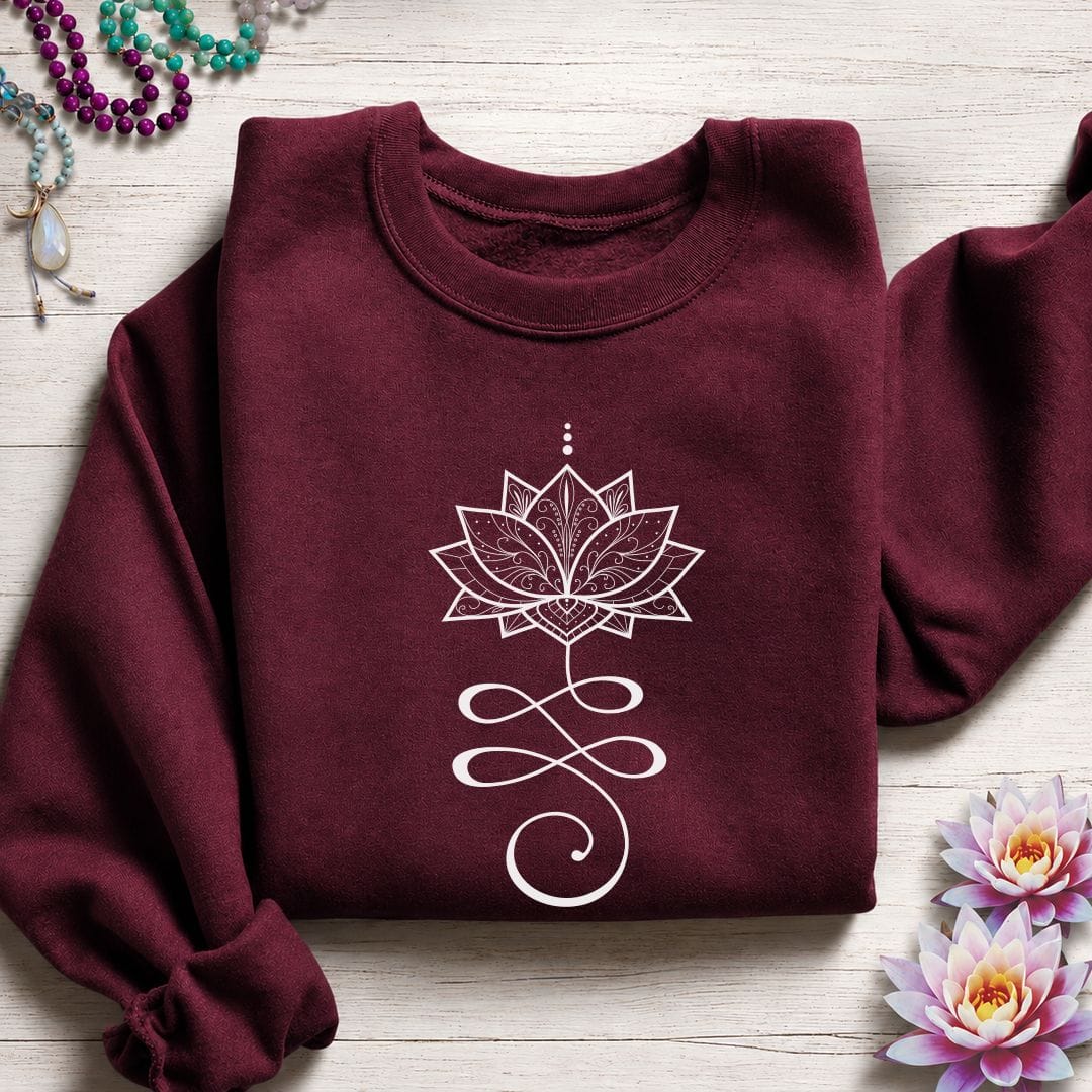 Printify Sweatshirt Unalome Lotus Sweatshirt S / Maroon