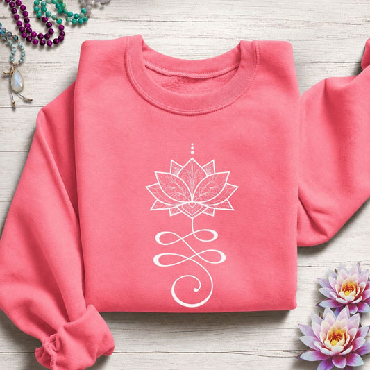 Unalome Lotus Sweatshirt Safety Pink