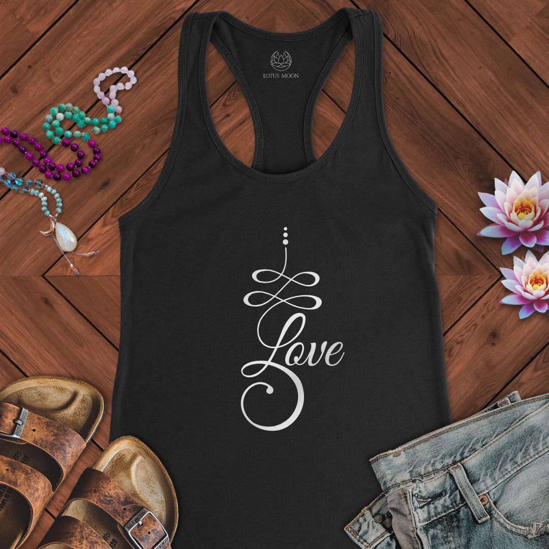 Unalome Love Tank Solid Black
