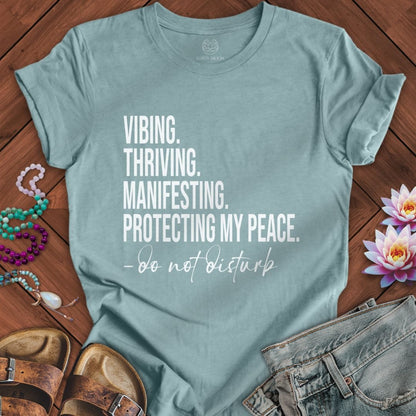 Vibing Thriving Tee Heather Blue Lagoon