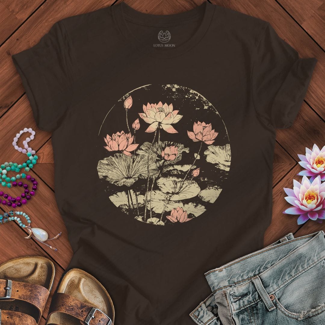 Vintage Lotus Pond Tee Brown