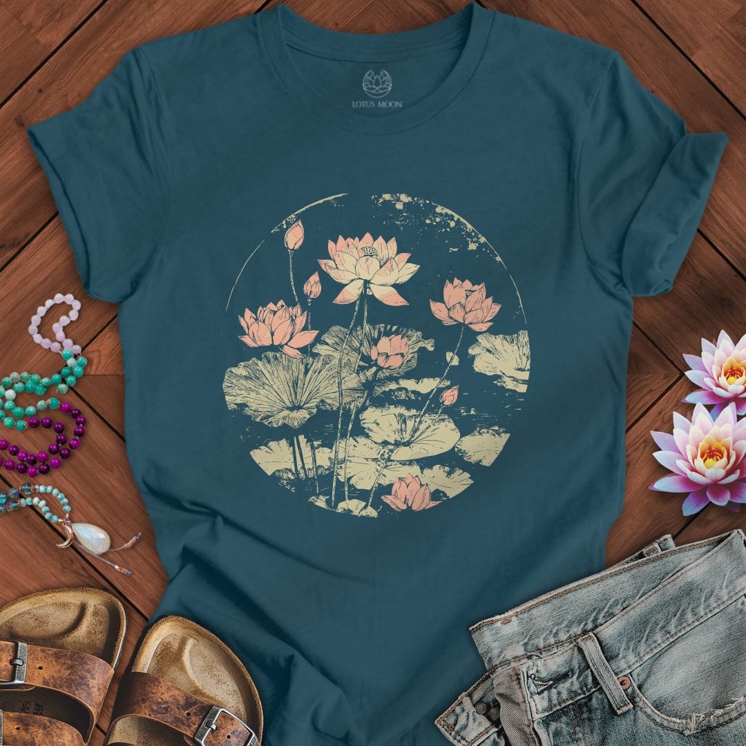 Vintage Lotus Pond Tee Deep Teal