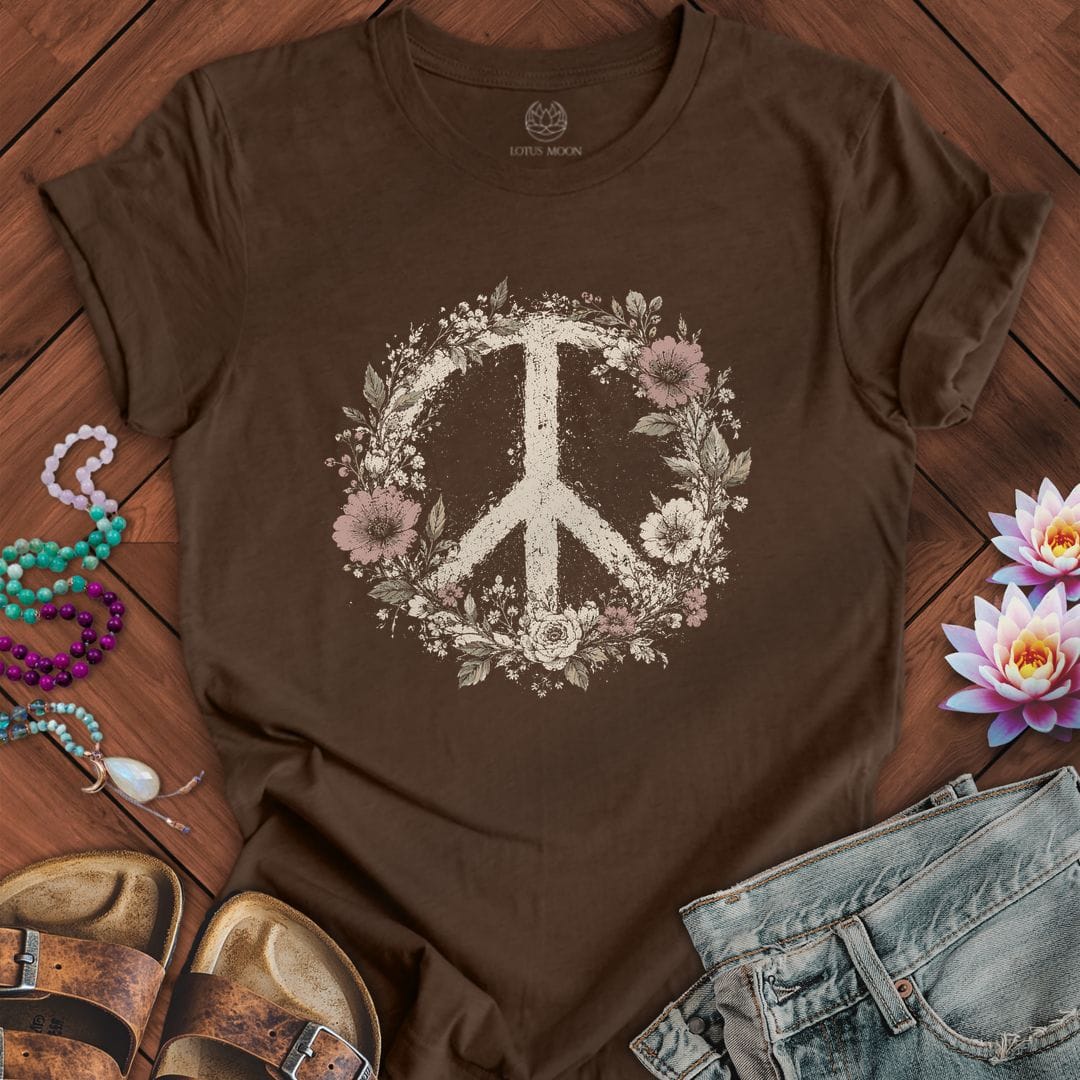 Printify T-Shirt Vintage Peace Sign Tee Heather Brown / S