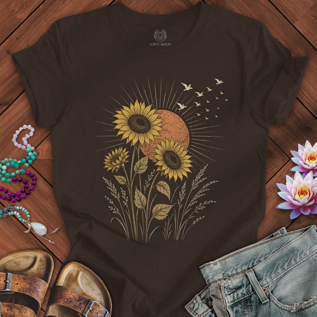 Printify T-Shirt Vintage Sunflower Tee Brown / S