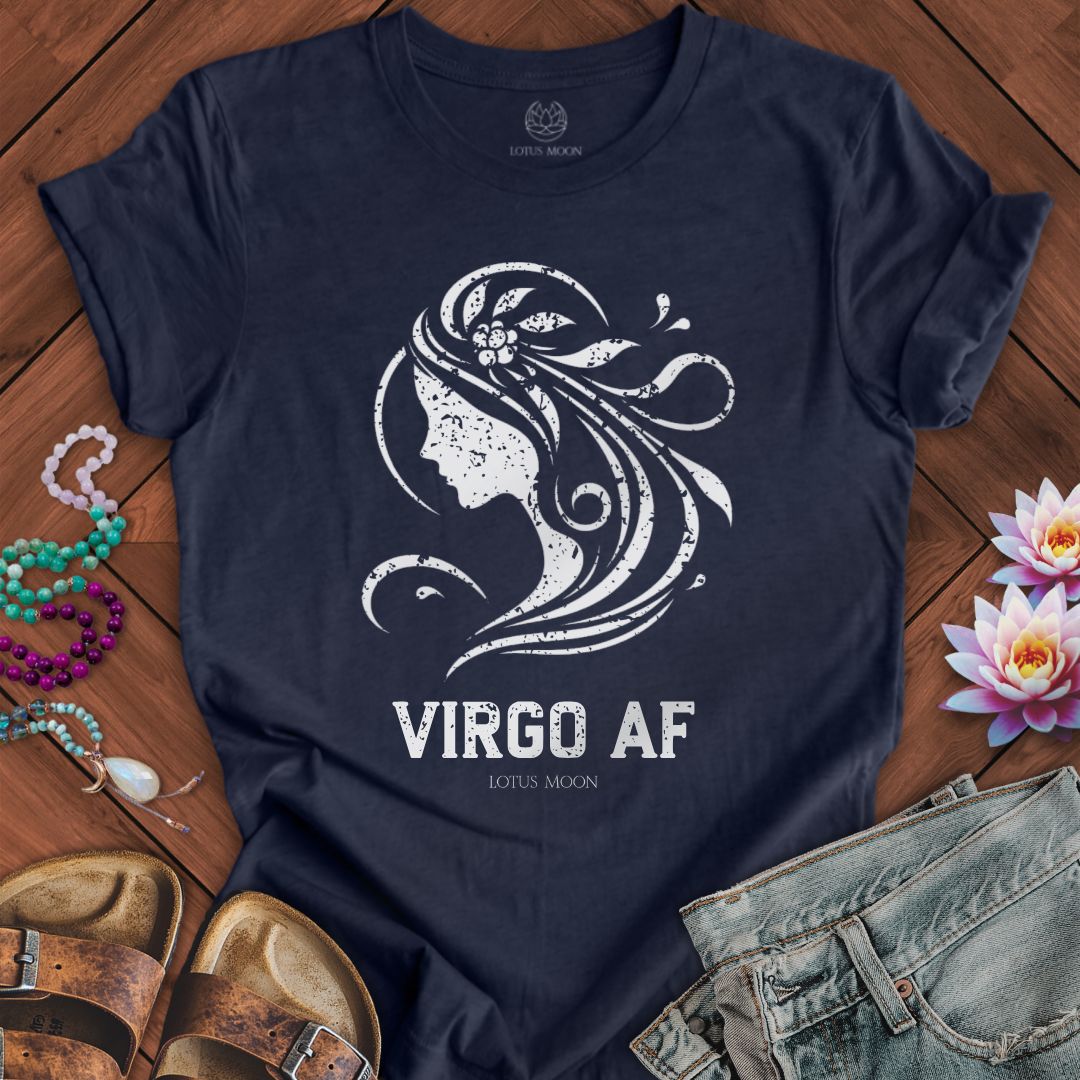 Virgo AF Tee Heather Midnight Navy
