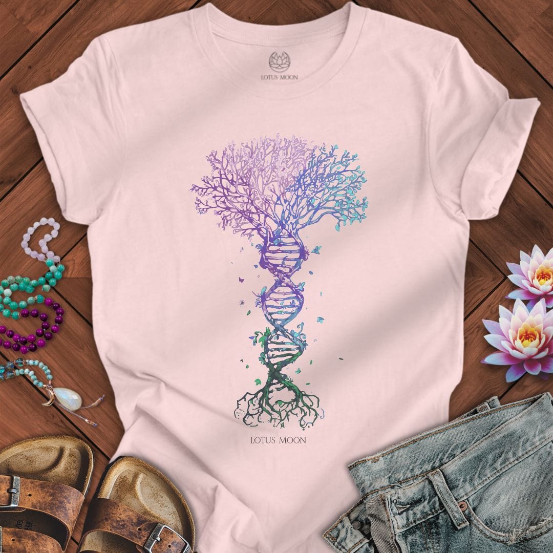 Watercolor DNA Tree Tee Soft Pink