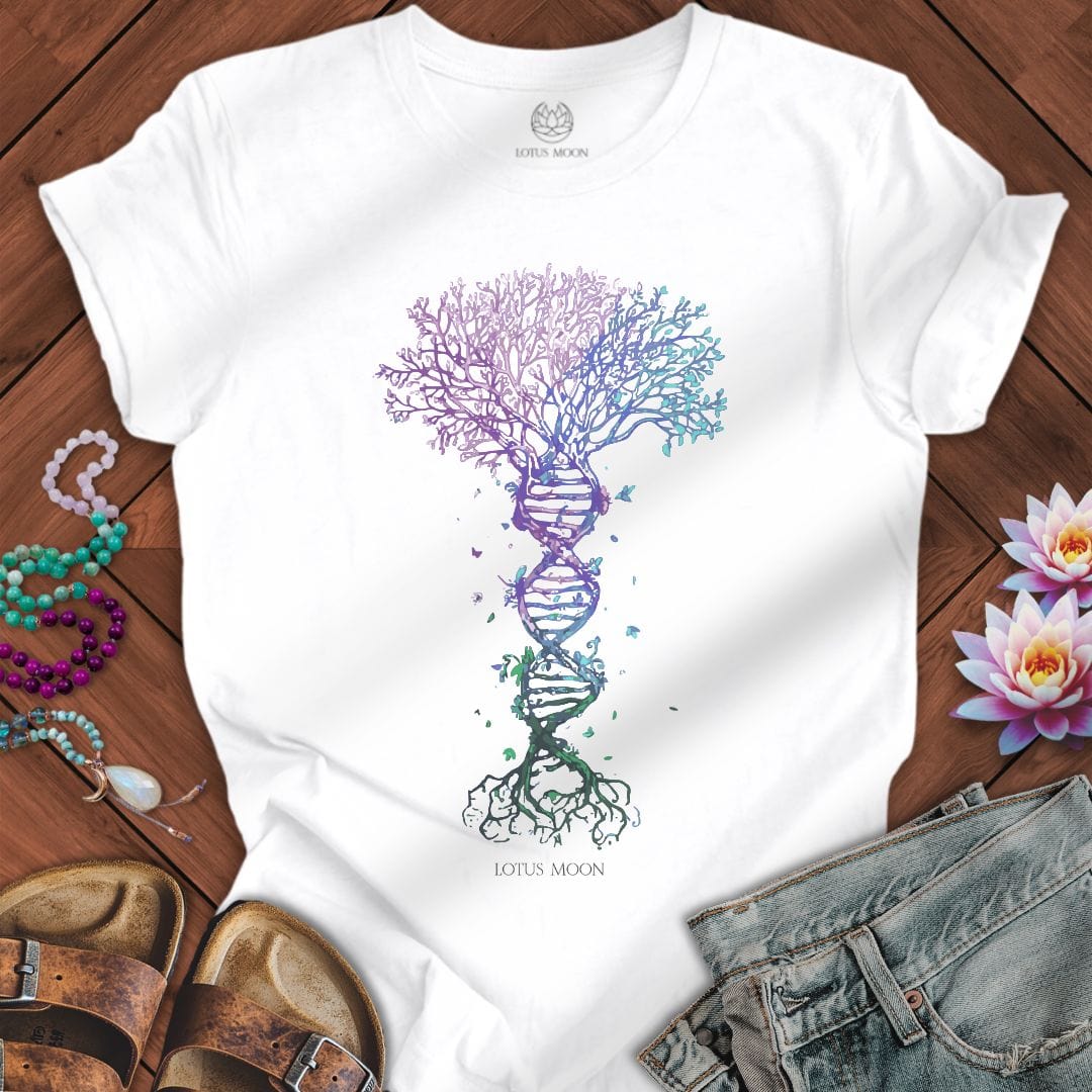 Watercolor DNA Tree Tee White