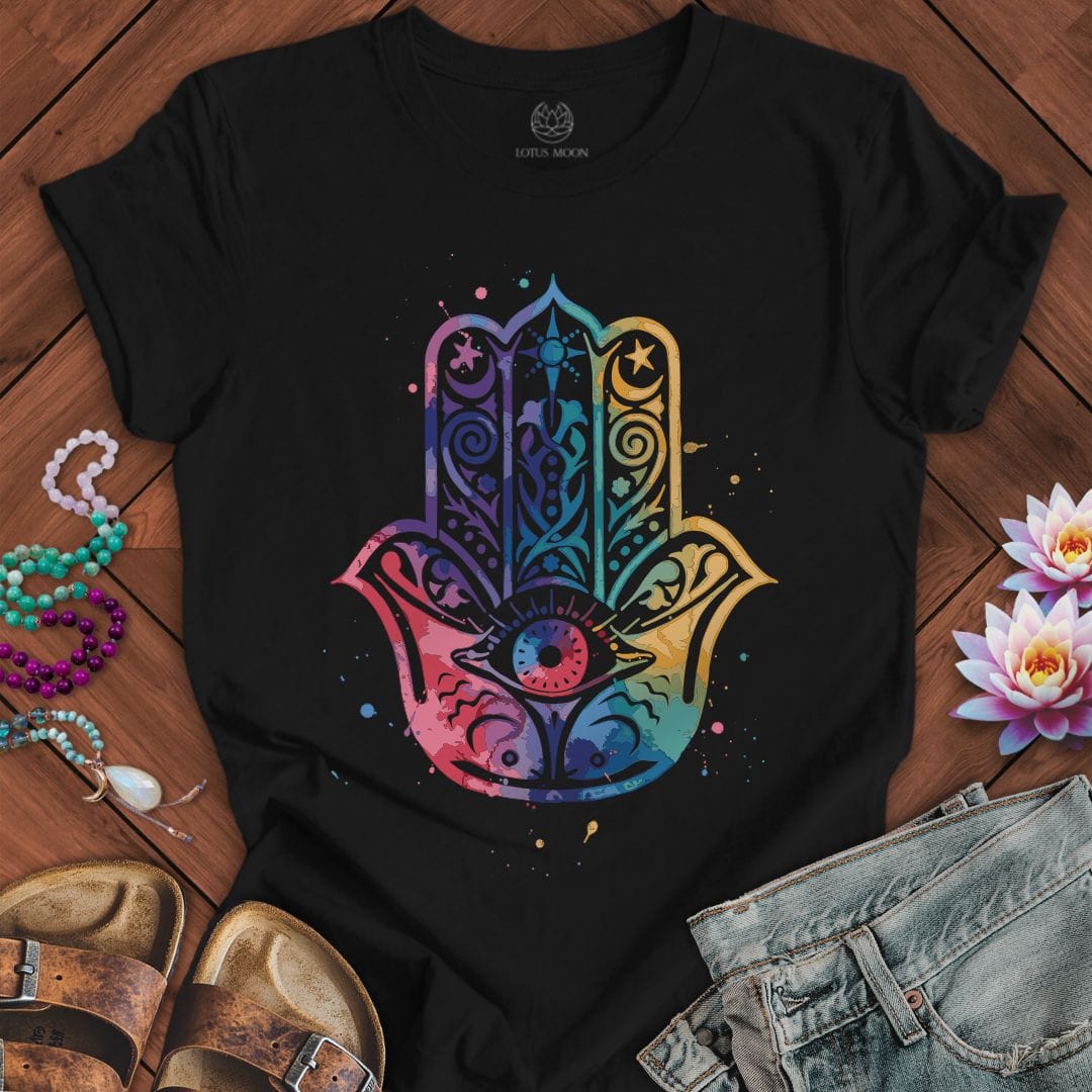Watercolor Hamsa Tee Black Heather