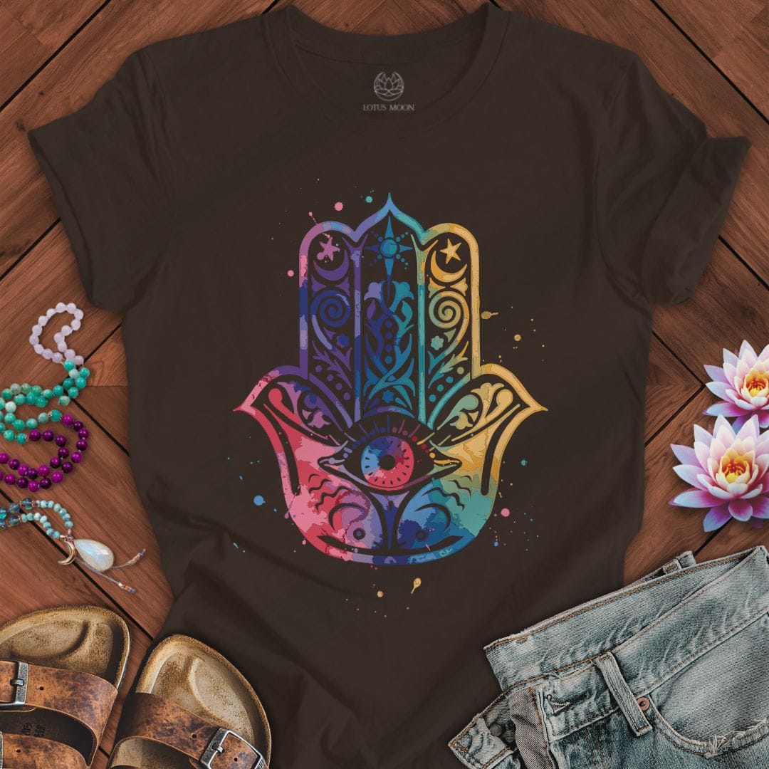 Watercolor Hamsa Tee Brown