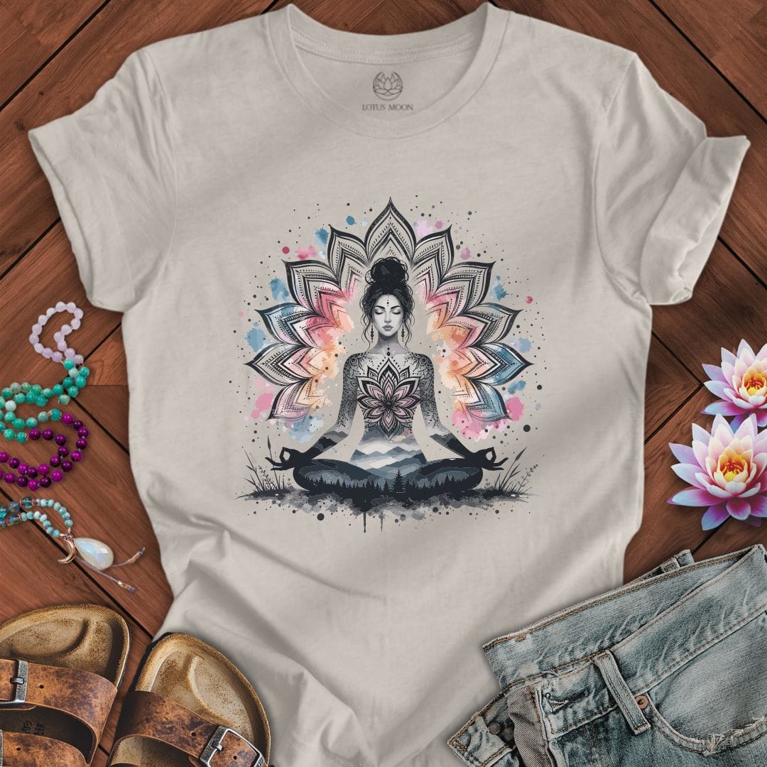 Printify T-Shirt Watercolor Meditation Tee Heather Dust / S