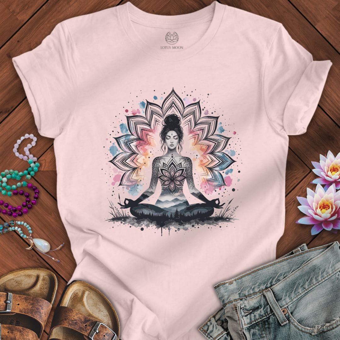 Printify T-Shirt Watercolor Meditation Tee Soft Pink / S