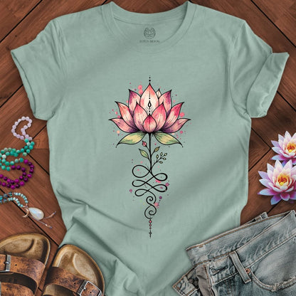 Watercolor Unalome Lotus Tee Dusty Blue