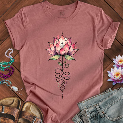 Watercolor Unalome Lotus Tee Heather Mauve