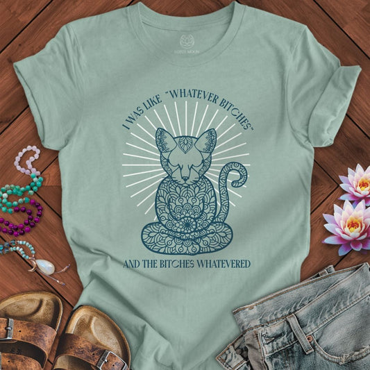 Whatever Cat Tee Dusty Blue