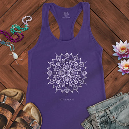 White Mandala Tank Solid Purple Rush