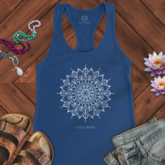 White Mandala Tank Solid Royal