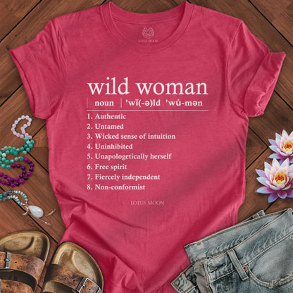 Wild Woman Definition Tee Heather Raspberry