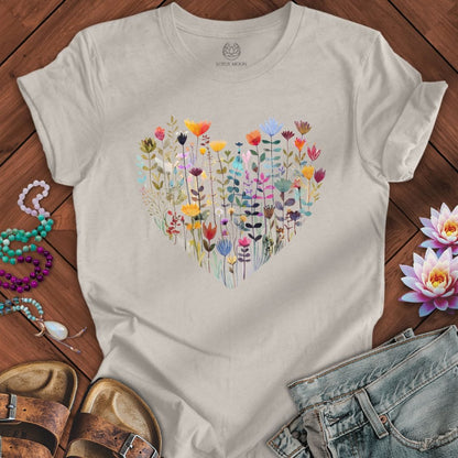 Printify T-Shirt Wildflower Heart Tee Heather Dust / S