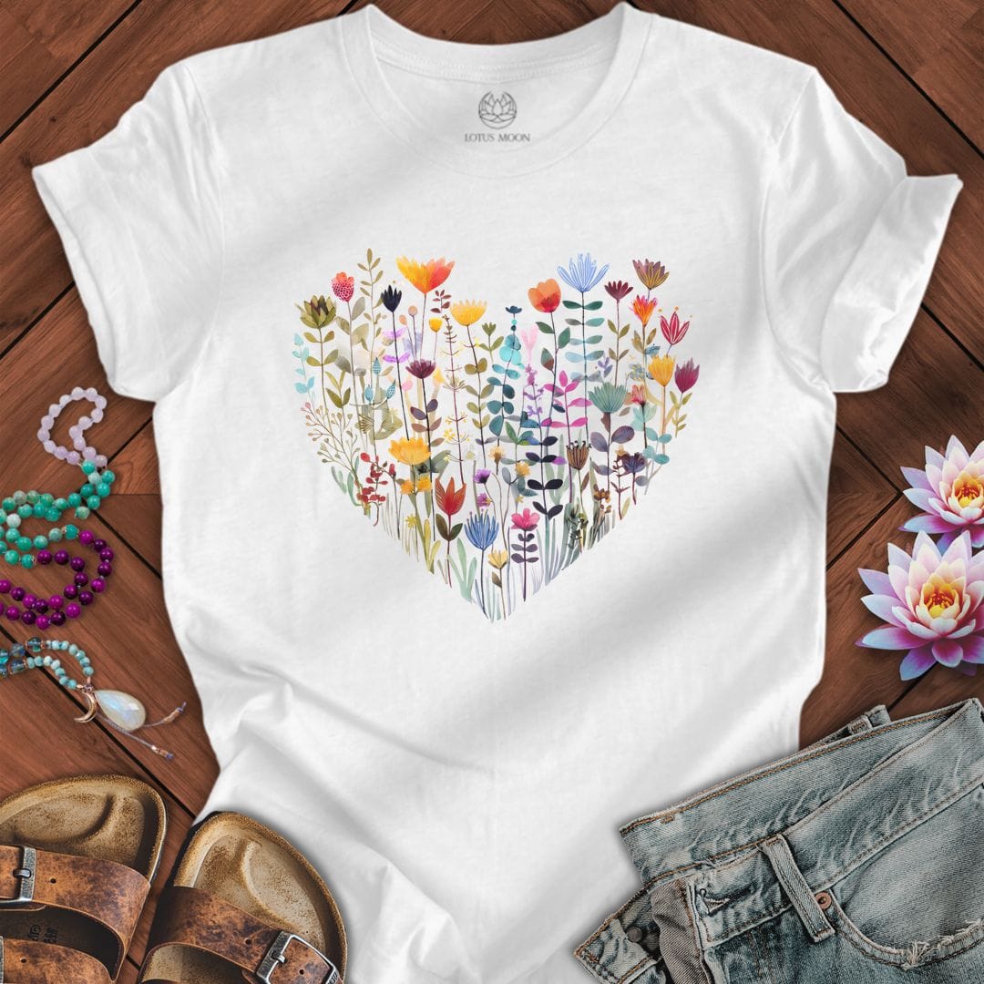 Printify T-Shirt Wildflower Heart Tee White / S