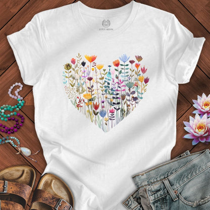 Printify T-Shirt Wildflower Heart Tee White / S