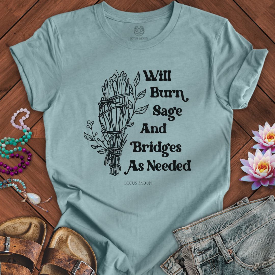 Will Burn Sage Tee Heather Blue Lagoon