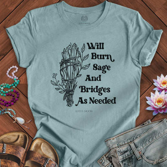 Will Burn Sage Tee Heather Blue Lagoon
