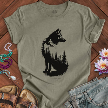 Wolf Forest Tee Heather Stone