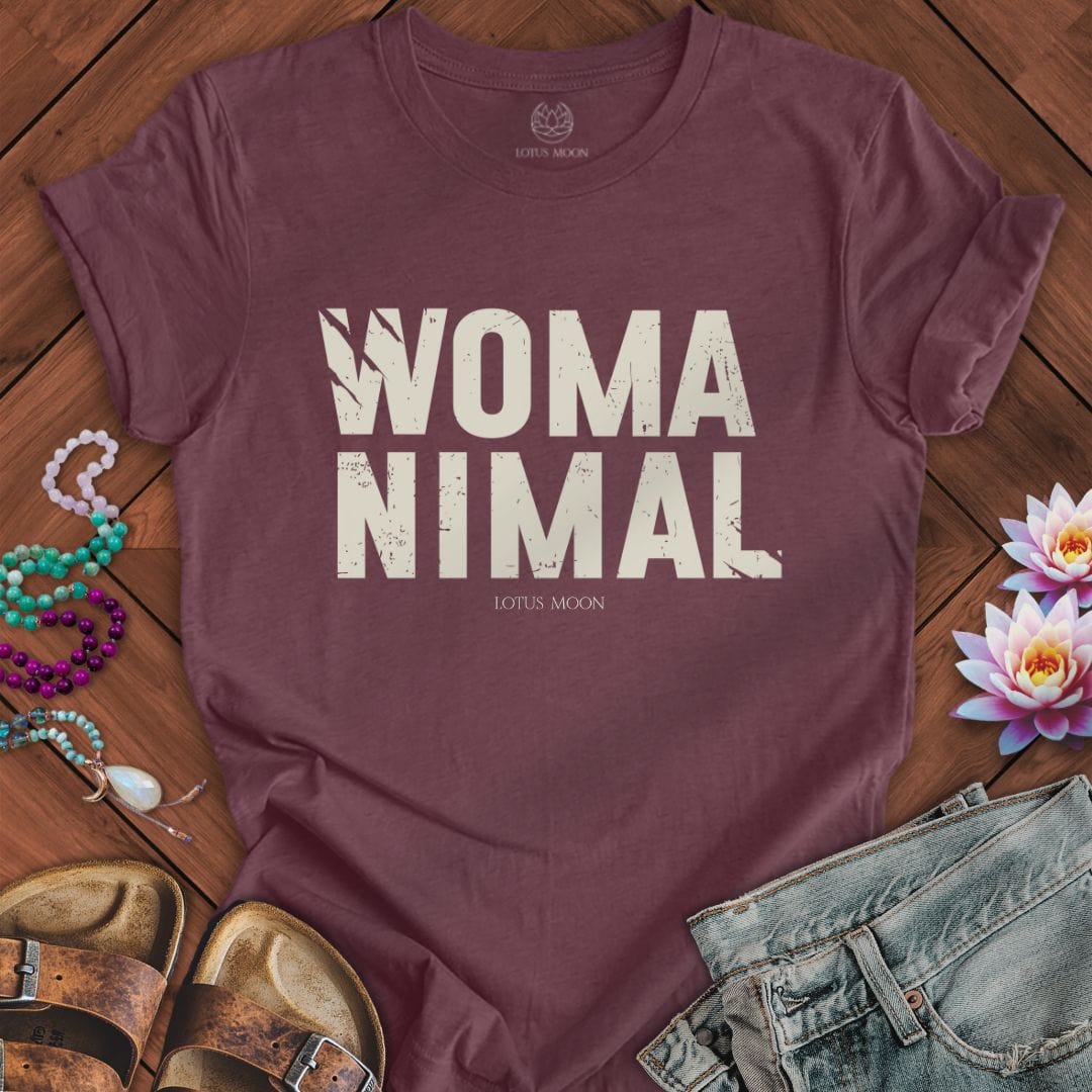 Womanimal Tee Heather Maroon
